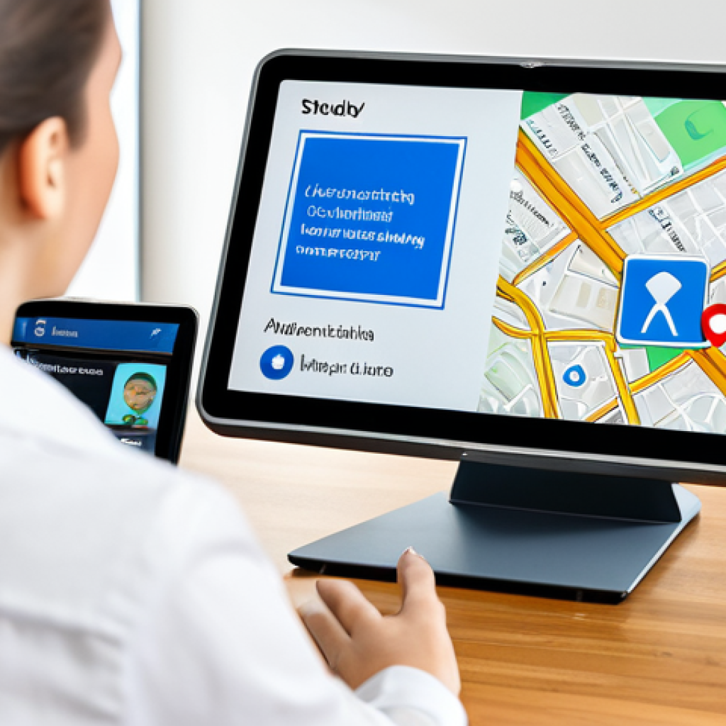 A focused young adult, fully clothed in modest, comfortable study attire, engaged in visual learning for a driving license exam. The person is looking intently at a tablet displaying interactive traffic scenarios and road signs, with one hand lightly touching the screen as if navigating. They are seated at a clean, modern study desk in a brightly lit, professional study room. A stack of neatly organized reference books is visible in the background. Professional photography, high detail, perfect anatomy, correct proportions, natural pose, well-formed hands, proper finger count, natural body proportions, safe for work, appropriate content, fully clothed, modest, family-friendly.