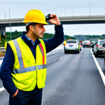 **

"A professional traffic engineer, fully clothed in appropriate work attire (hard hat, safety vest), inspecting a highway construction site with modern equipment. Background: busy highway with cars and trucks. Perfect anatomy, correct proportions, natural pose, safe for work, appropriate content, professional, well-formed hands, proper finger count, natural body proportions, high quality photography."

**