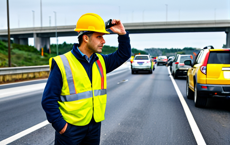 **

"A professional traffic engineer, fully clothed in appropriate work attire (hard hat, safety vest), inspecting a highway construction site with modern equipment. Background: busy highway with cars and trucks. Perfect anatomy, correct proportions, natural pose, safe for work, appropriate content, professional, well-formed hands, proper finger count, natural body proportions, high quality photography."

**