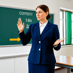**Image:** A professional female traffic safety instructor giving a lecture, fully clothed in modest professional attire, standing in front of a classroom with a screen displaying traffic safety information, appropriate content, safe for work, perfect anatomy, correct proportions, well-formed hands, proper finger count, natural body proportions, bright and informative setting.