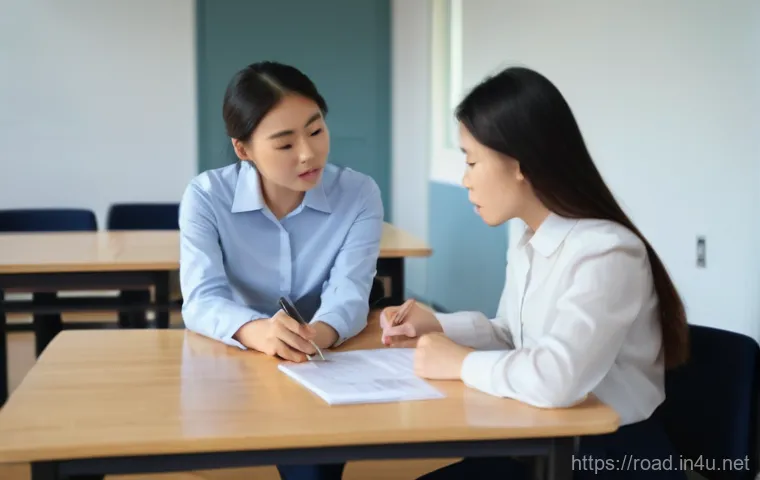 도로교통사 실기시험 필수 스킬과 팁 - A focused young East Asian woman in her late 20s, dressed in a neat business casual outfit (blouse a...