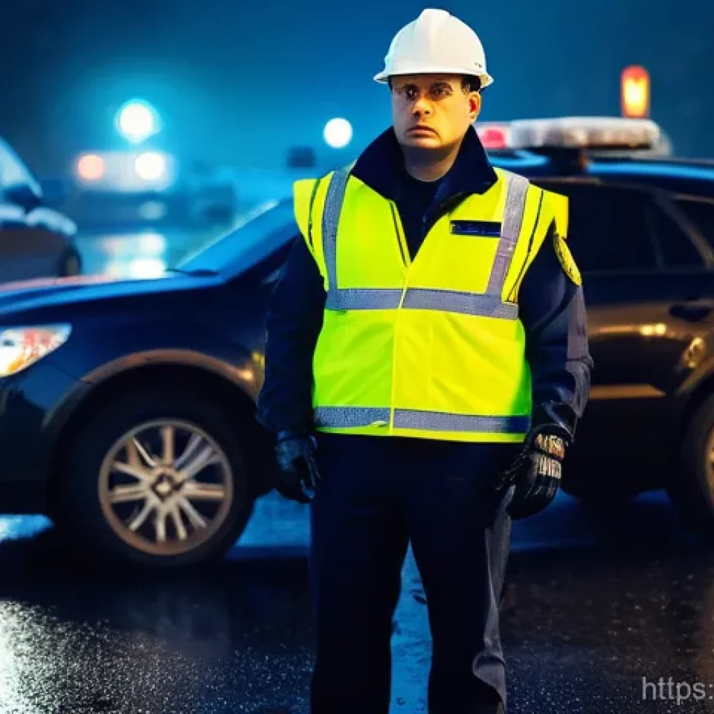 도로교통사 직무에 적합한 성격 - **Prompt 1: Composure in Crisis**
"A male traffic management officer in his late 30s, wearing a ...